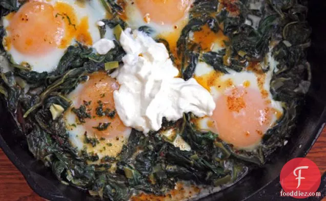 Yotam Ottolenghi's Skillet-Baked Eggs with Spinach, Yogurt, and Spiced Butter