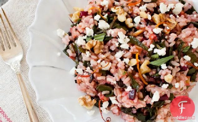 Warm Rice Salad With Chard, Feta, Walnuts, And Blood Orange