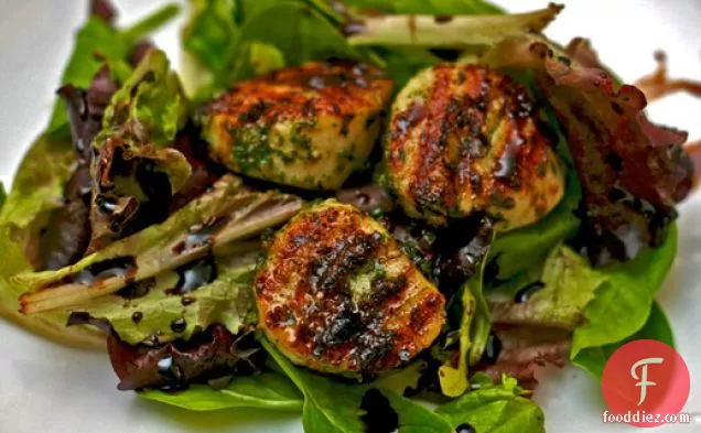 Dinner Tonight: Grilled Scallops with Mint Pesto and Balsamic Syrup
