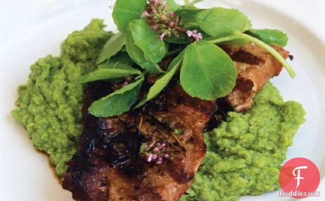 Lamb Steaks with Peas and Mint