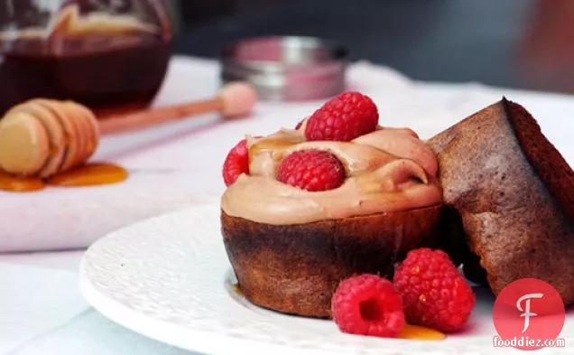 Cocoa Popovers with Chocolate Mousse and Raspberries