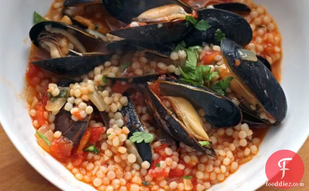 Mussels with Israeli Couscous and Tomatoes