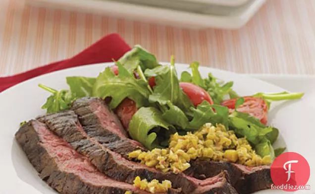 Skirt Steak with Green Olive Tapenade