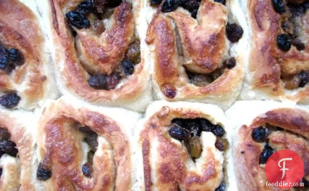 Chelsea Buns (British Cinnamon Rolls with Raisins)