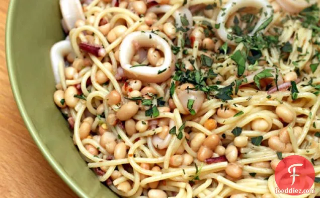 David Tanis's Pasta with Squid and White Beans