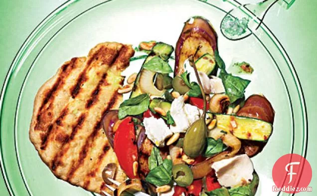 Grilled Caponata Salad with Grilled Flatbreads