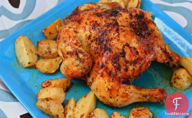 Roasted Greek Chicken and Potatoes In Lemon-Oregano Vinaigrette