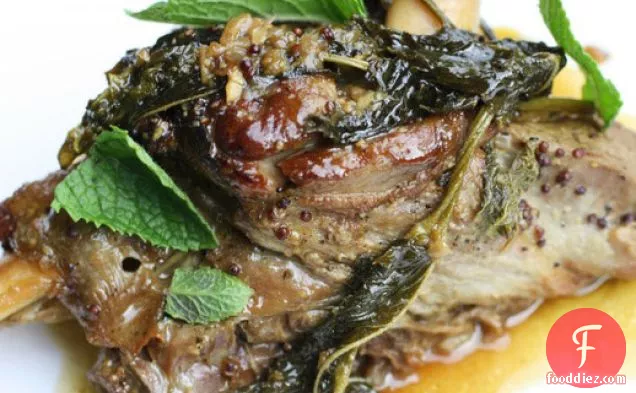Fall-Apart Lamb Shanks Braised with Mustard and Mint