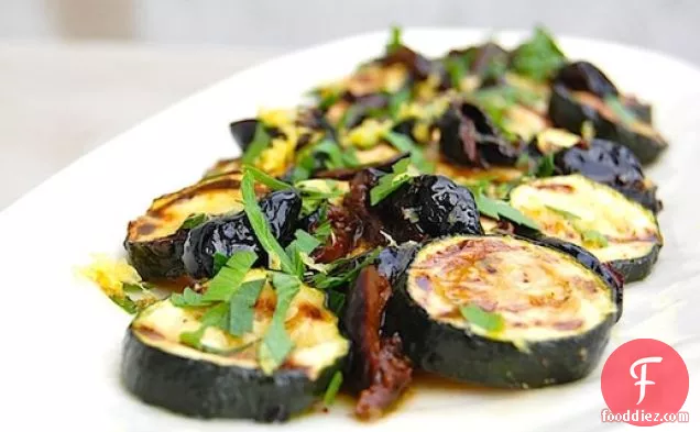 Grilled Zucchini with Olives, Parsley and Lemon