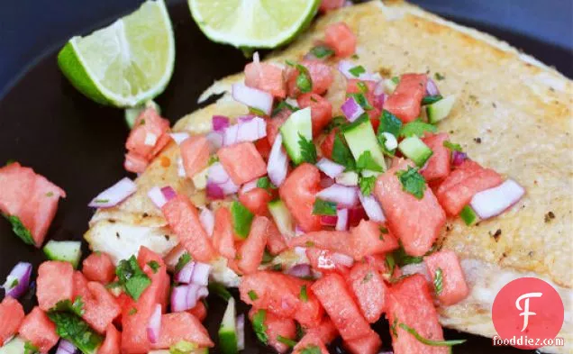 Grilled Halibut With Watermelon Salsa