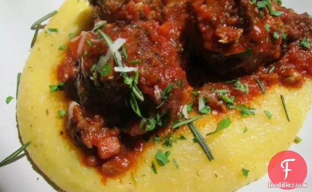 Turkey and Porcini Meatballs with Rosemary and Polenta