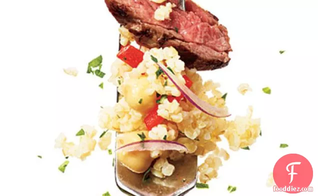 Bulgur with Steak and Chickpeas