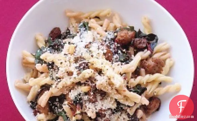 Gemelli With Sausage, Swiss Chard, And Pine Nuts
