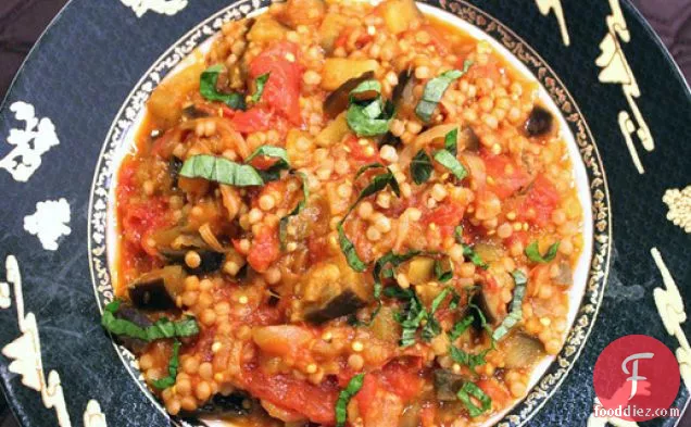 Eggplant and Tomato Sauce with Israeli Couscous
