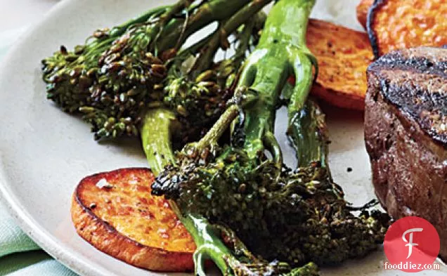 Roasted Sweet Potatoes and Broccolini