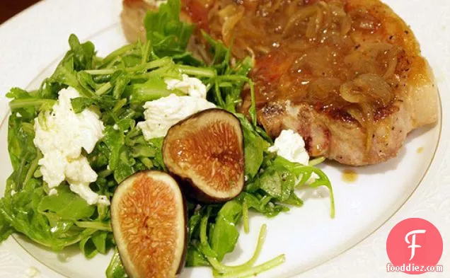 Easy Pork Chops with Fig and Arugula Salad