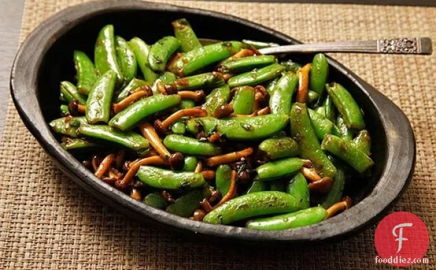 Stir-Fried Snap Peas and Mushrooms with Fish Sauce and Basil