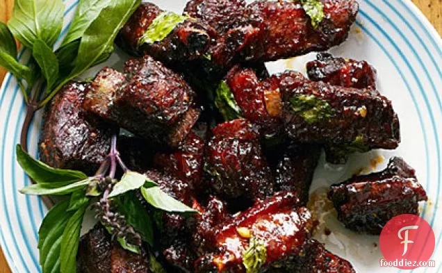 Chinese Glazed Riblets with Garlic and Thai Basil