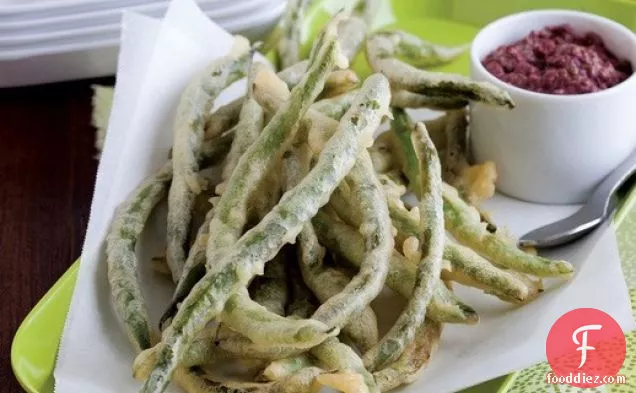 Tempura Green Beans with Tapendade Dip from 'Salty Snacks