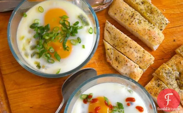 Spicy Coddled Eggs with Focaccia