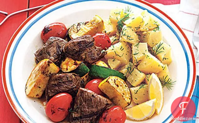 Sirloin-Vegetable Kebabs with Balsamic Glaze