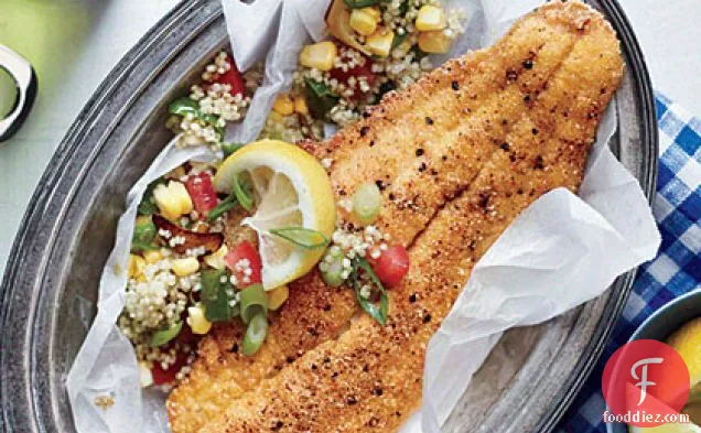 Cornmeal-Dusted Catfish with Quinoa Sauté