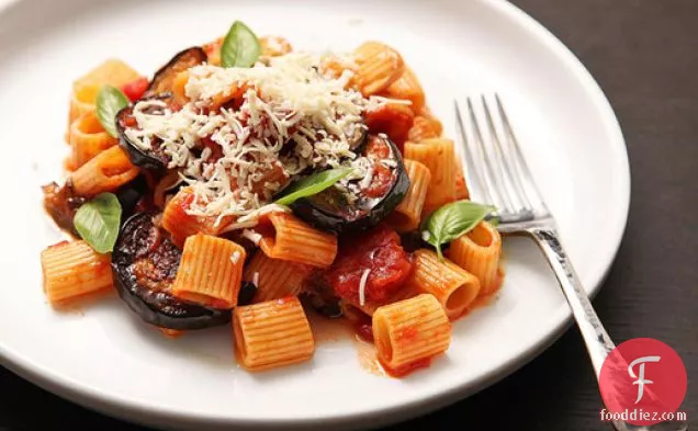 Sicilian-Style Pasta with Eggplant, Tomatoes, and Ricotta Salata (Pasta Alla Norma)