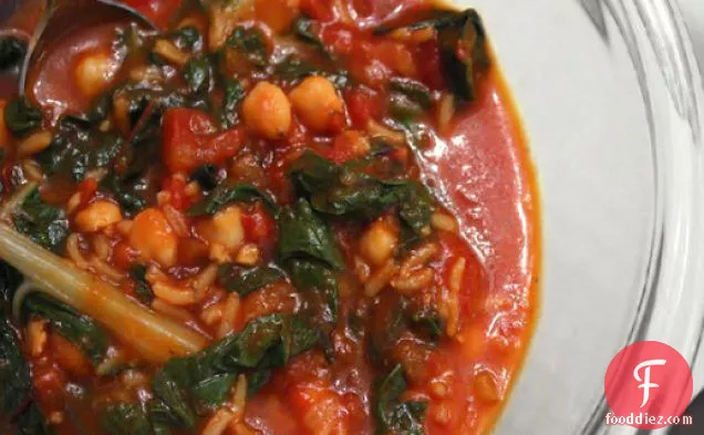 Tomato-Chickpea Soup with Rice and Swiss Chard