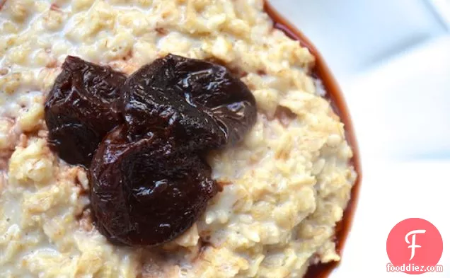 Cardamom Scented Porridge with Poached Prunes