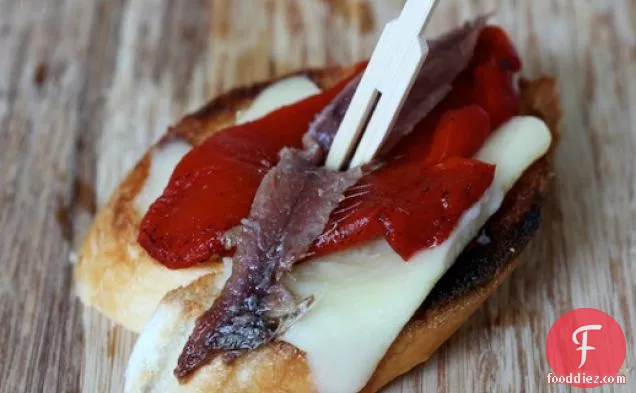 Anchovy, Red Pepper, and Manchego Pintxos