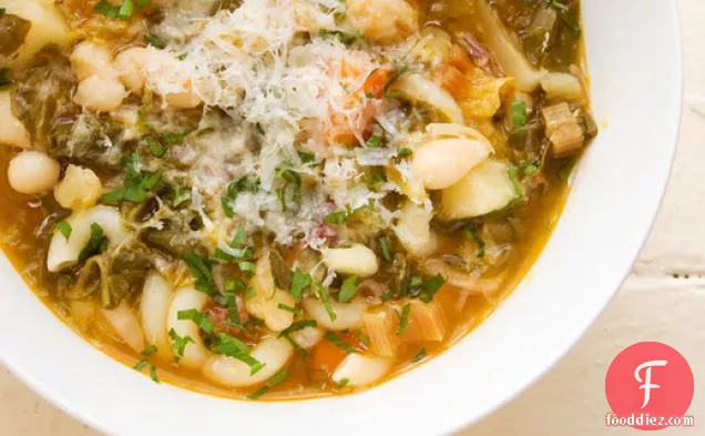 Hearty Winter Minestrone with Chili Oil, Lemon Zest, and Parmesan
