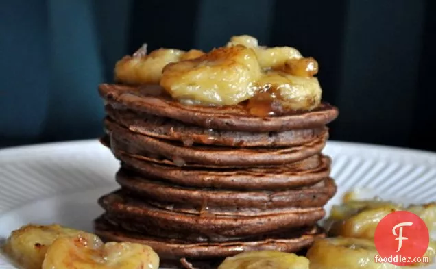 Roasted Banana Chocolate Pancakes