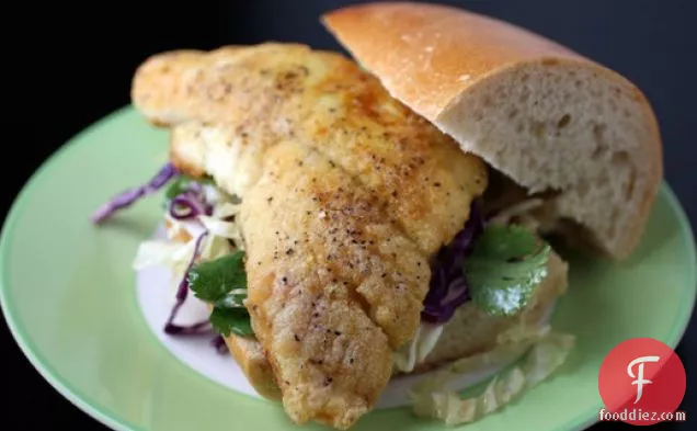 Crispy Curry Catfish Sandwich with Chili-Lime Slaw