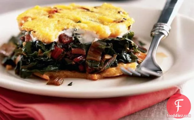 Baked Cheese Polenta with Swiss Chard