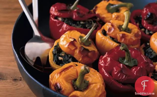 Stuffed Peppers with Spicy Creamed Swiss Chard