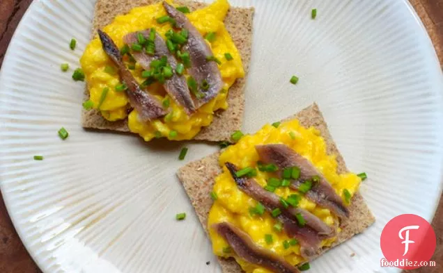 Scotch Woodcock (Creamy Scrambled Eggs and Anchovies on Toast)