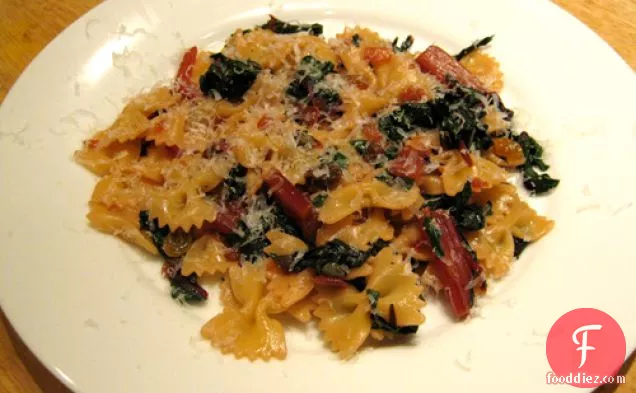 Dinner Tonight: Pasta with Sauteed Swiss Chard, Golden Raisins, and Capers