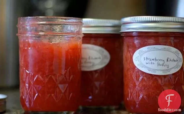Strawberry Rhubarb Jam with Honey and Cinnamon