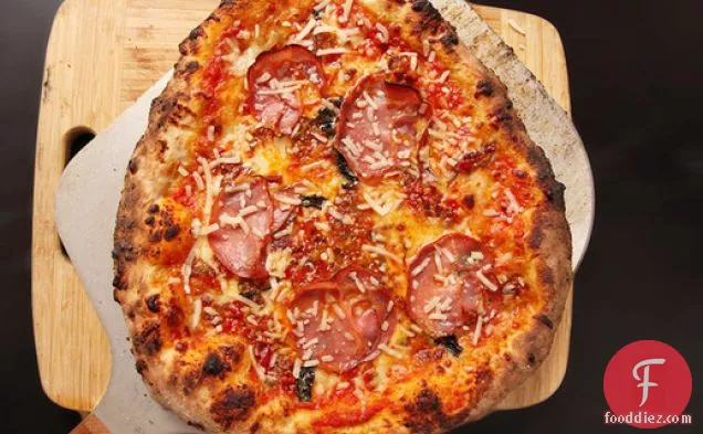 New York-Style Pizza with Bacon-Cherry Pepper Relish and Coppa