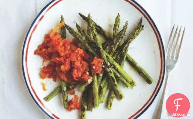 Roast Asparagus with Tomato Relish from 'Family Table