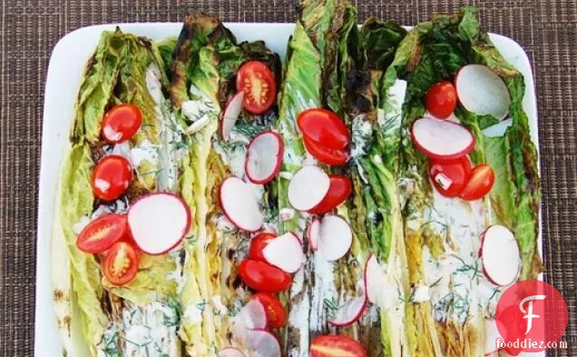 Grilled Romaine Hearts with Buttermilk-Dill Dressing