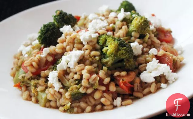 Skillet Barley with Broccoli, Feta and Tomatoes