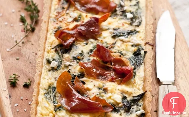 Swiss Chard, Goat Cheese and Prosciutto Tart