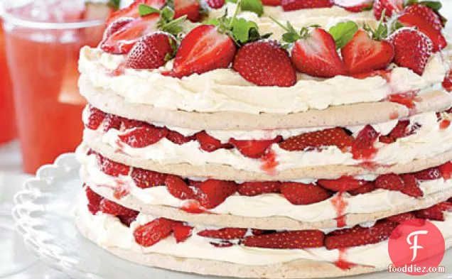 Fresh Strawberry Meringue Cake