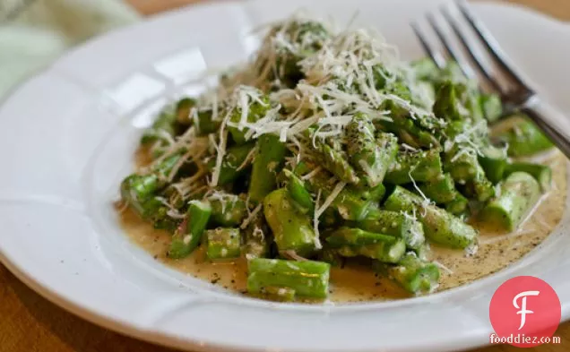 Raw Asparagus Caesar Salad