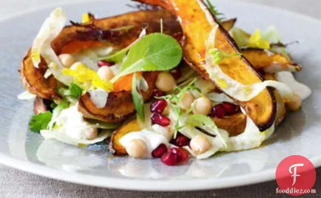Roasted Butternut Squash, Pomegranate And Chickpea Salad