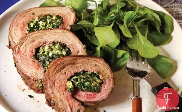 Bruce Aidells' Spinach and Gorgonzola-Stuffed Flank Steak