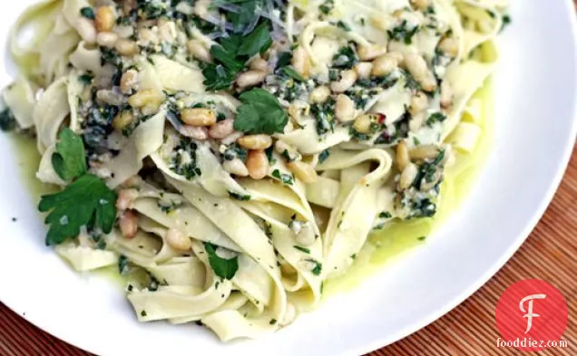 Jamie Oliver's Summer Tagliatelle with Parsley and Pine Nuts