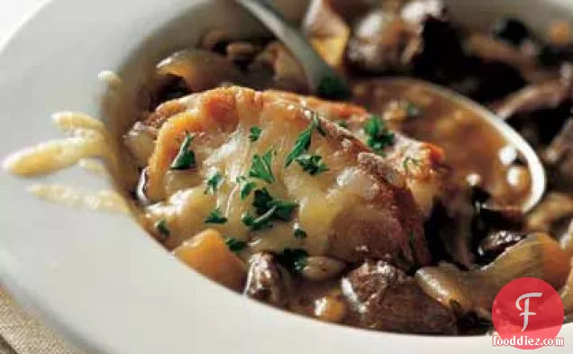 French Onion Soup with Beef and Barley