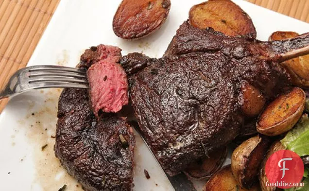 Butter-Basted Bison Ribeye Steak with Crispy Potatoes